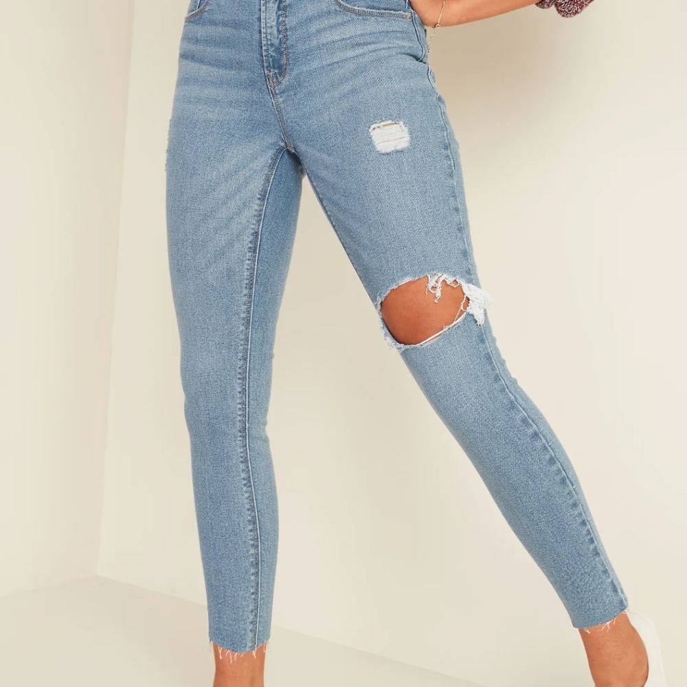 High-Waisted Rockstar Super Skinny Ripped Cut-Off Jeans for Women